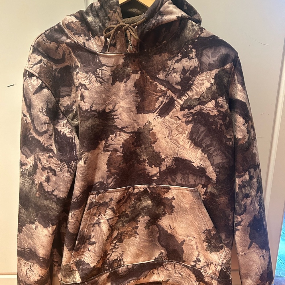 Magellan Outdoors Brown Tan Sweater Earthy Distressed Look